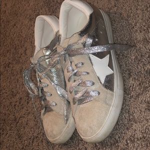 Star suede and chrome shoes